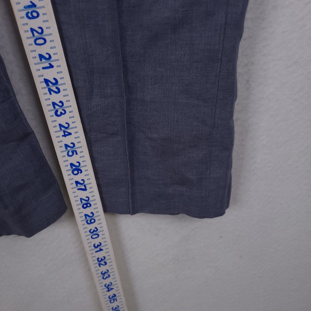 J.Crew Linen Trousers Women 12 Blue Straight Leg Lightweight Summer 34x29 - Picture 6 of 13